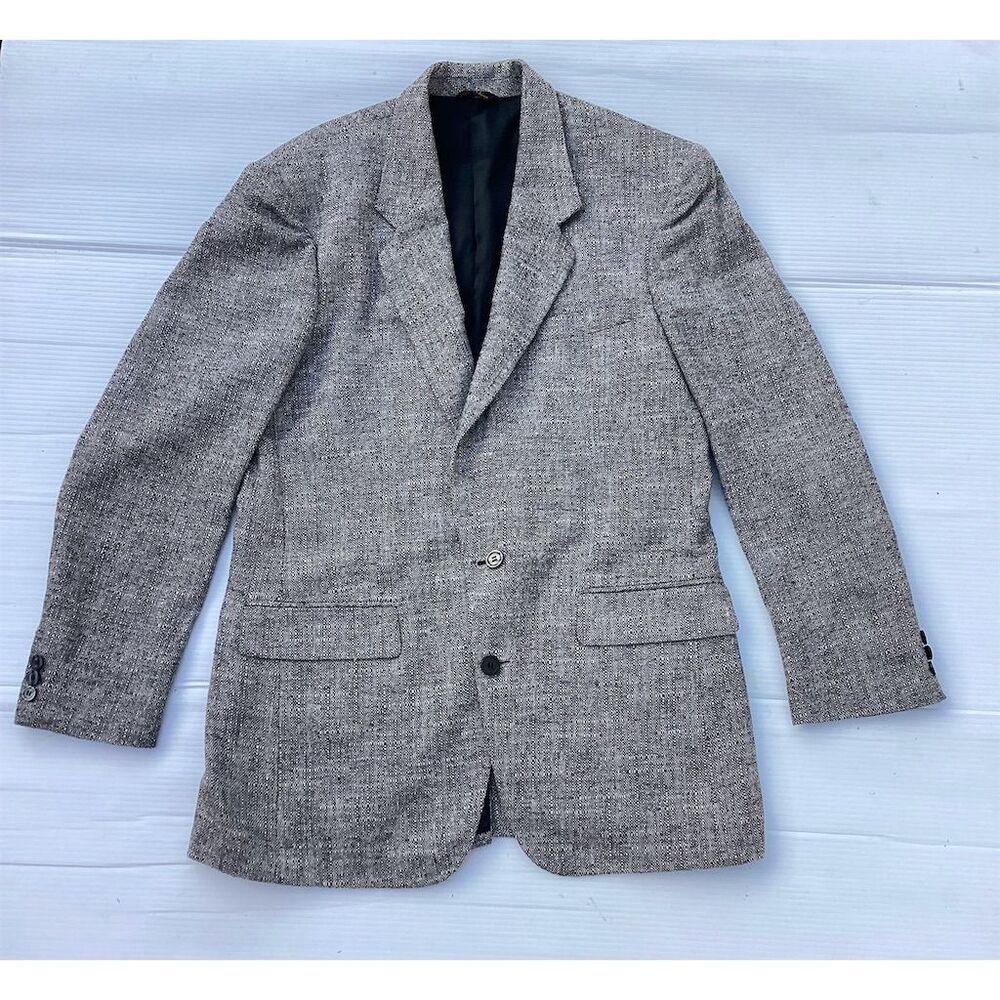 Vintage Hill & Archer Men's Gray Wool Tweed Blazer Size 42 L‎ Herringbone